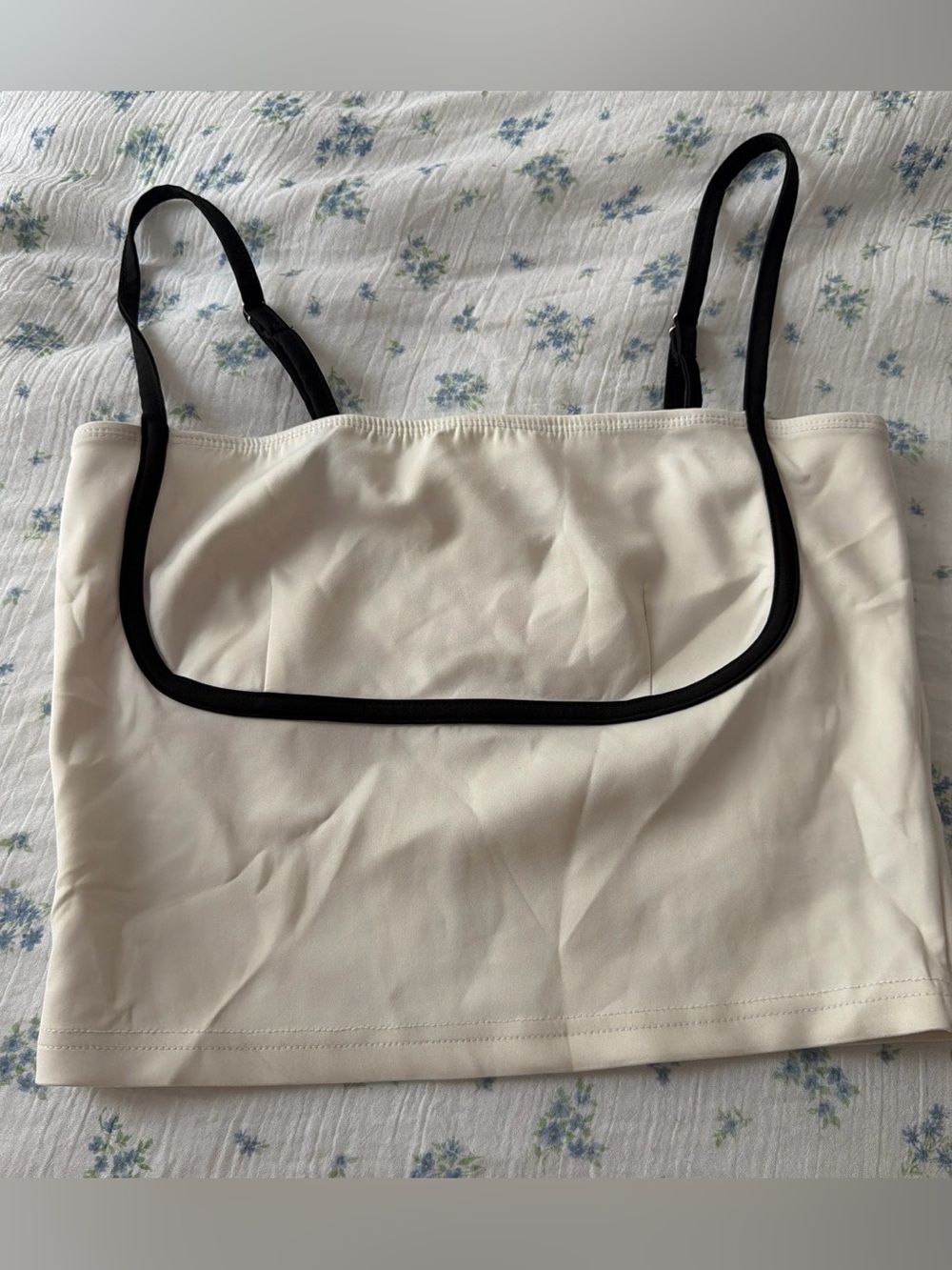 Edikted Cream Bandeau Cami with Black Trim